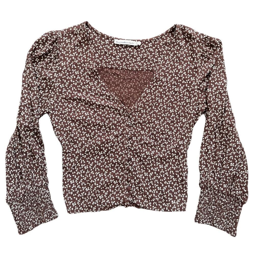 Abercrombie and Fitch Brown Floral Long Sleeve Blouse Size XS - Picture 1 of 5
